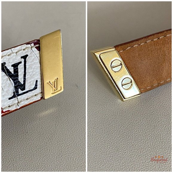 Authentic Louis Vuitton Multicolor Monogram Coated Canvas Leather Skinny Belt 75 - Picture 12 of 14